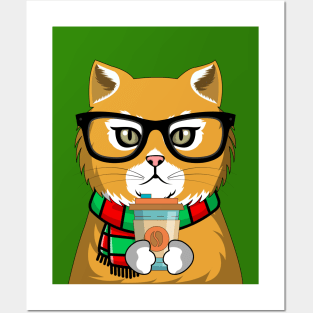 Funny Chubby Coffee Cat Posters and Art